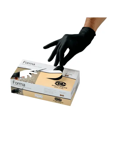 `FORMA` latex púderezett egyszerhasználatos fekete kesztyű 50db/doboz - 9/L