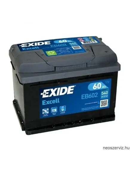 EXIDE EXCELL EB602 12V 60Ah 540A akkumulátor J+
