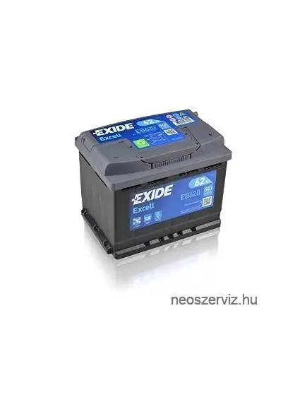EXIDE EXCELL EB620 12V 62Ah 540A akkumulátor J+