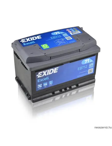 EXIDE EXCELL EB712 12V 71Ah 670A akkumulátor J+