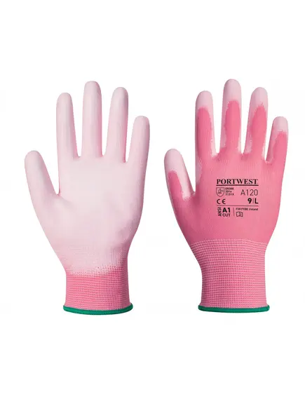 A120 - Nylon kesztyű PU tenyérmártott - pink - 8/M, Szín: pink, Méret: 8/M