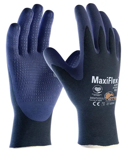 ATG MaxiFlex Elite pontozott védőkesztyű - 34-244 - kék - 9/L, Szín: kék, Méret: 9/L