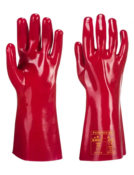 A435 - PVC hosszú szárú kesztyű 35 cm - piros - 10/XL, Szín: piros, Méret: 10/XL