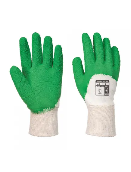 A171 - Latex mártott kesztyű nyitott kézháttal - zöld - 9/L, Szín: zöld, Méret: 9/L