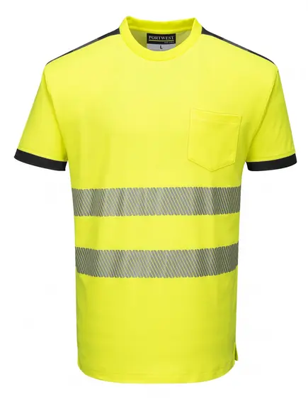 T181 - Jól láthatósági Vision póló - sárga/fekete - 3XL, Szín: sárga/fekete, Méret: 3XL