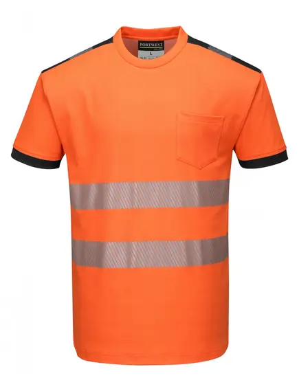 T181 - Jól láthatósági Vision póló - Narancs/fekete - XXL, Szín: narancs/fekete, Méret: XXL
