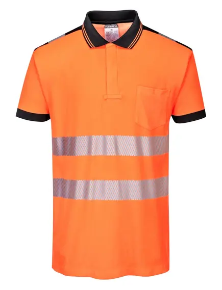 T180 - Jól láthatósági Vision pólóing - Narancs/fekete - M, Szín: narancs/fekete, Méret: M