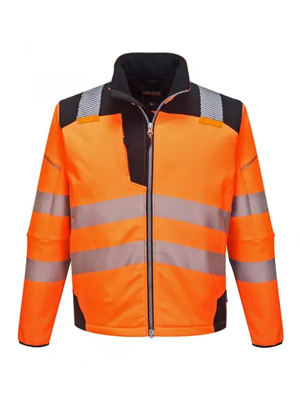 T402 - Vision Hi-Vis softshell kabát - Narancs/fekete - S, Szín: narancs/fekete, Méret: S