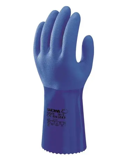 SHOWA ATLAS - PVC mártott kesztyű - kék - 9/L, Szín: kék, Méret: 9/L