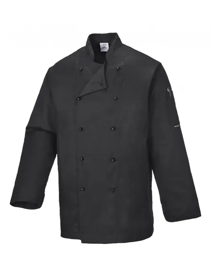 C834 - Somerset séf kabát - fekete - XL, Szín: fekete, Méret: XL