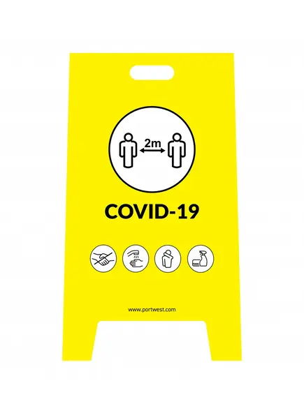 CV92 - Covid biztonsági előírásokra figyelmeztető tábla - sárga, Szín: sárga