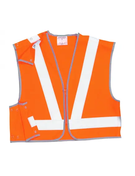 RT21 - Jól láthatósági zippzáras mellény vasúti dolgozók részére - narancs - M, Szín: narancs, Méret: M