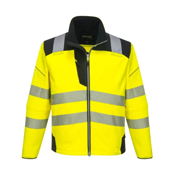 T402 - Vision Hi-Vis softshell kabát - sárga/fekete - 5XL, Szín: sárga/fekete, Méret: 5XL