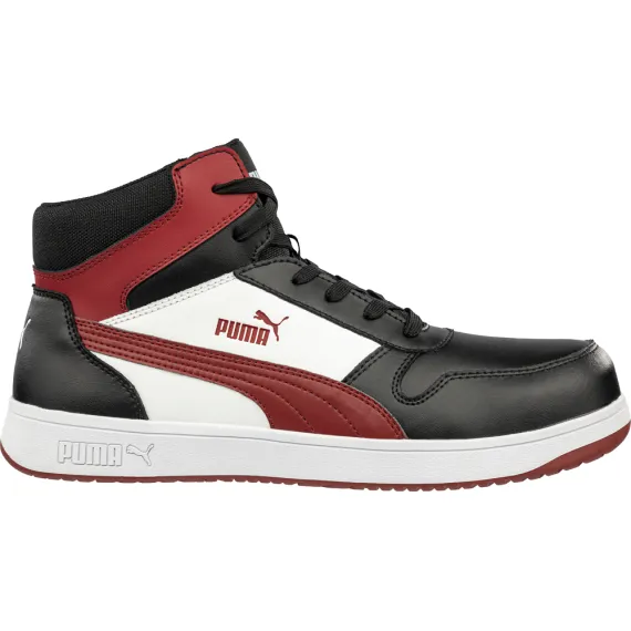 Puma Frontcourt BLK/WHT/RED Mid S3L ESD FO HRO SR munkavédelmi bakancs - fekete/fehér - 43, Szín: fekete/fehér, Méret: 43