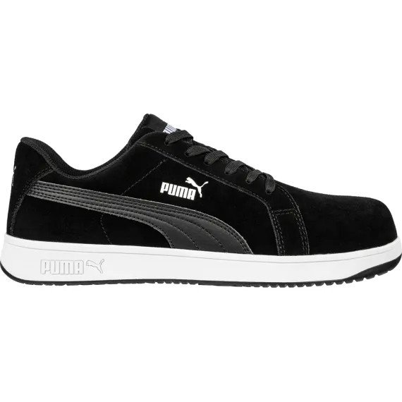 Puma Iconic Suede Black Low S1PL ESD FO HRO SR munkavédelmi cipő - fekete - 43, Szín: fekete, Méret: 43