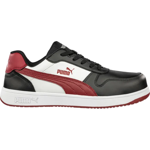 Puma Frontcourt BLK/WHT/RED Low S3L ESD FO HRO SR munkavédelmi cipő - fekete/fehér - 42, Szín: fekete/fehér, Méret: 42