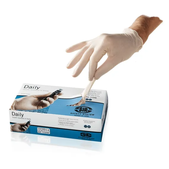 Sir Safety System Daily, vinyl egyszerhasználatos kesztyű - 100db/doboz - S - fehér, Szín: fehér, Méret: S