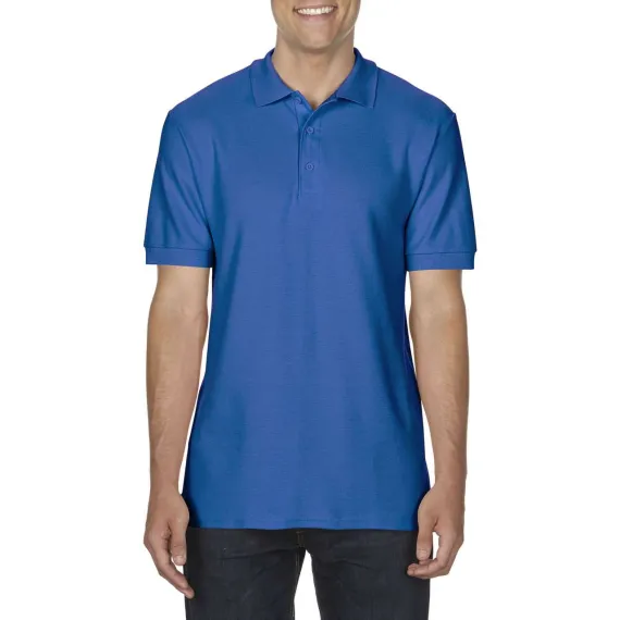 Gildan Premium Cotton Adult double pique póló - XL - királykék, Szín: királykék, Méret: XL
