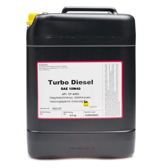 Turbo Diesel SAE 10W-40 10W-40 Motorolaj 8 kg, Kiszerelés: 8 kg