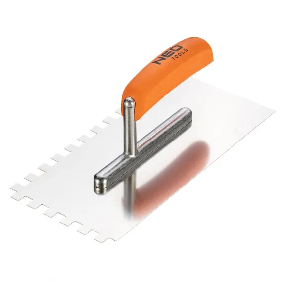 Acélsimító Neo 50-164, rozsdamentes fogazott 10-es, 270x128 mm, fa markolat