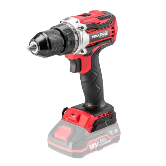 Akkus fúró csavarozó Praktik Flexpower system 18v li-ion, 13 mm, szénkefe mentes, akku nélkül/ pt