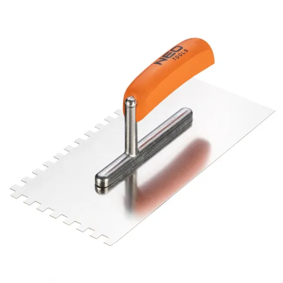 Acélsimító Neo 50-163, rozsdamentes fogazott 8-as, 270x128 mm, fa markolat