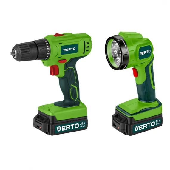 Akkus fúró Verto 50g293 2x20v, li-ion/1.5 ah, koffer + fénykészlet