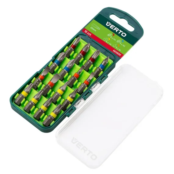 Behajtótüske készlet Verto 66h600 16 részes, 25 mm - 3 x ph, 3 x pz, 4 x sl, 6 x tx (crv)