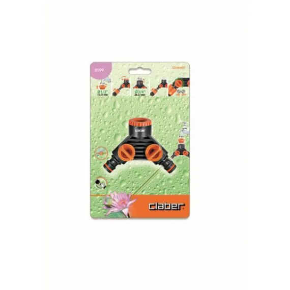 Csapcsatlakozó Claber 8599 zárható y-elágazóval 1/2-3/4" blister