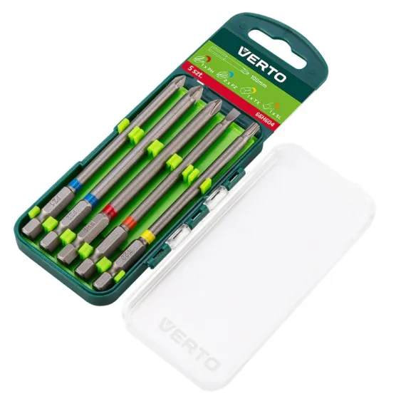 Behajtótüske készlet Verto 66h604 5 részes, 100 mm - 1 x ph, 2 x pz, 1 x sl, 1 x tx (crv)