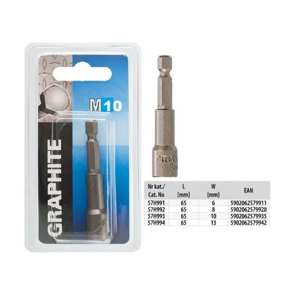 Csavarbehajtó Graphite 57h993 m10 65mm 1/4
