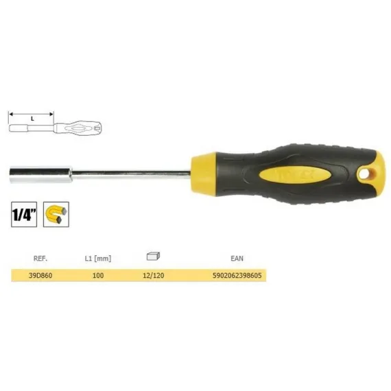 Csavarbehajtó Topex 39d860 1/4" 210 mm bitekhez