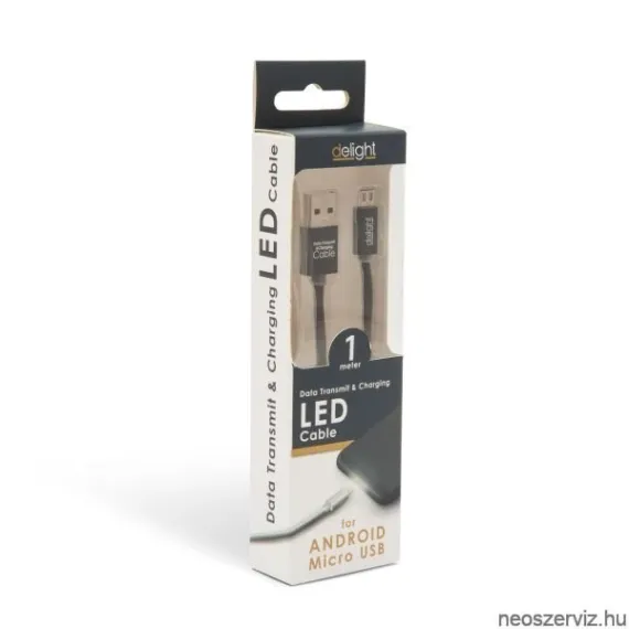 ADATKÁBEL MIKRO USB LED FÉNNYEL FEKETE 1m 55442M-B