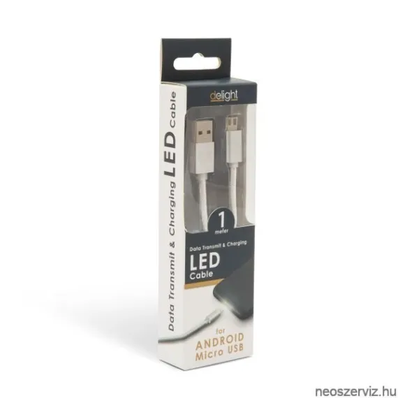 ADATKÁBEL MIKRO USB LED FÉNNYEL EZÜST 1m 55442M-WH