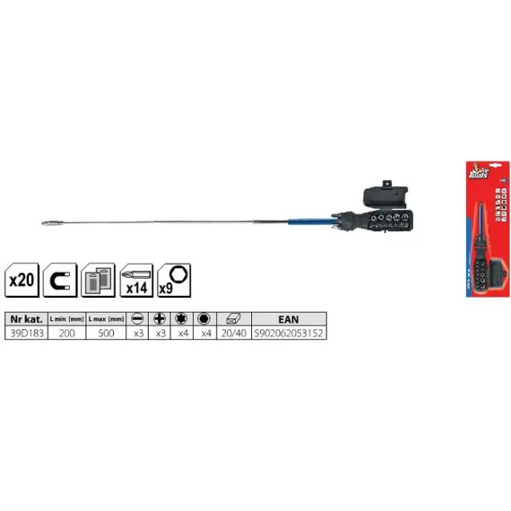 Csavarhúzó készlet Top Tools 39d183+14 bit teleszkópos