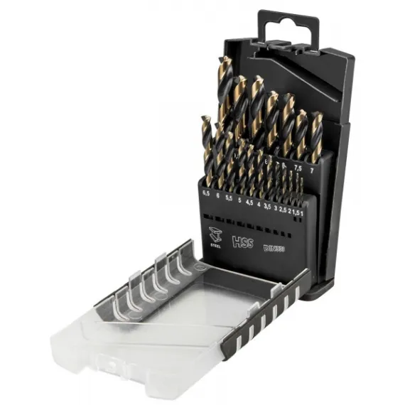Csigafúró készlet Graphite 55h089 hss-cnc 124°"pro-tec", 1.0 - 10.0 mm 19 részes