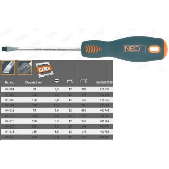Csavarhúzó Neo 04-001 6.5x38 lapos