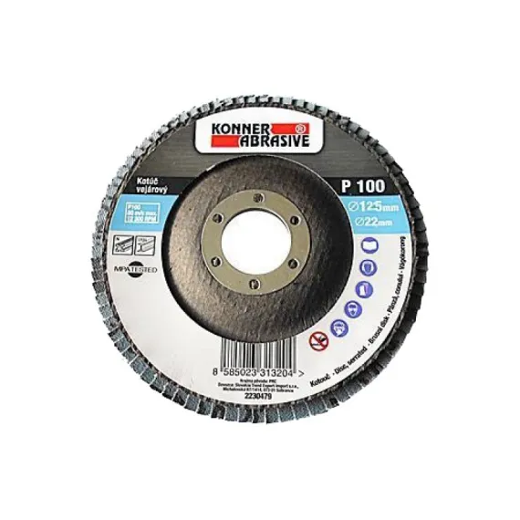 Csiszolótárcsa lamellás konner 125x22 mm, a100 zirconium