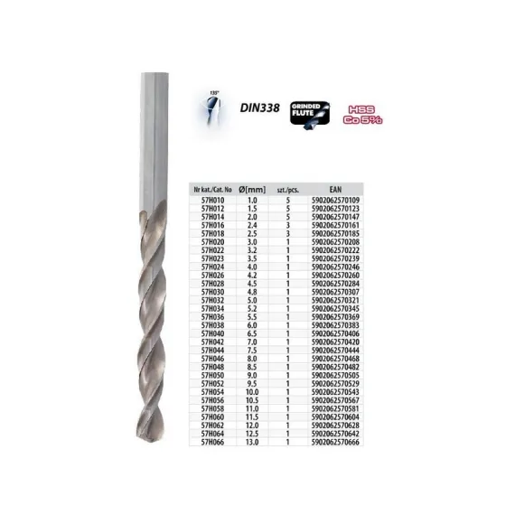 Csigafúró co 4.8 Graphite 57h030-10 / 10 db