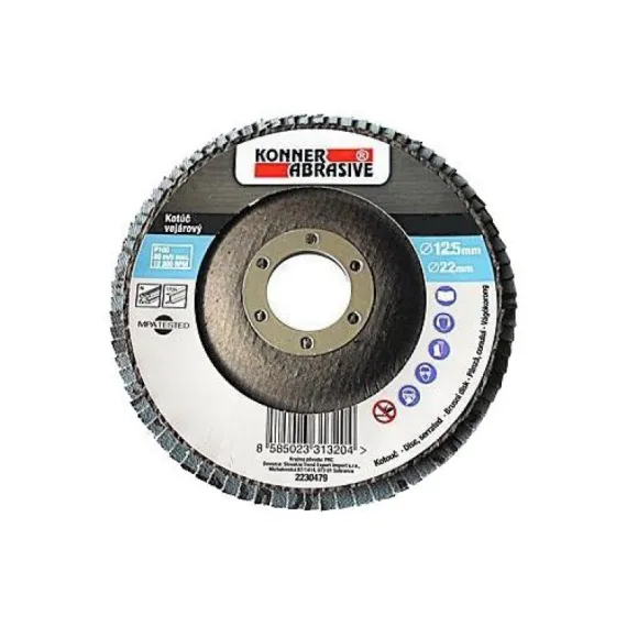 Csiszolótárcsa lamellás konner 125x22 mm, a080 zirconium