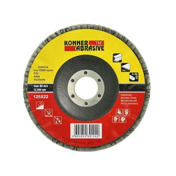 Csiszolótárcsa lamellás konner 125x22 mm, a060 aluoxid