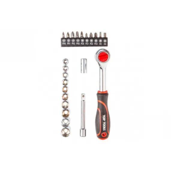 Dugókulcs és csavarhúzó készlet Top Tools 38d505 1/4", 23 db