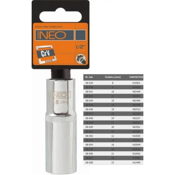 Dugókulcs Neo 08-054 16mm 1/2"hosszú 6p