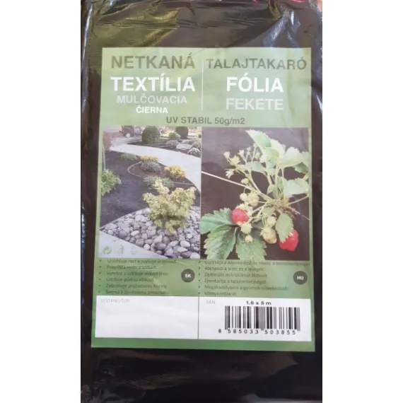 Geotextilia fekete 1,6 x 5 m uv. stabil 50g/m2 talajtakaró