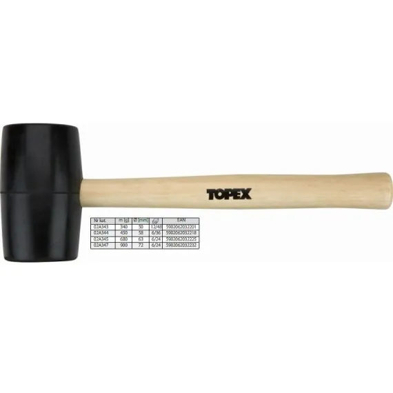 Gumikalapács Topex 02a345 63 mm 680 g