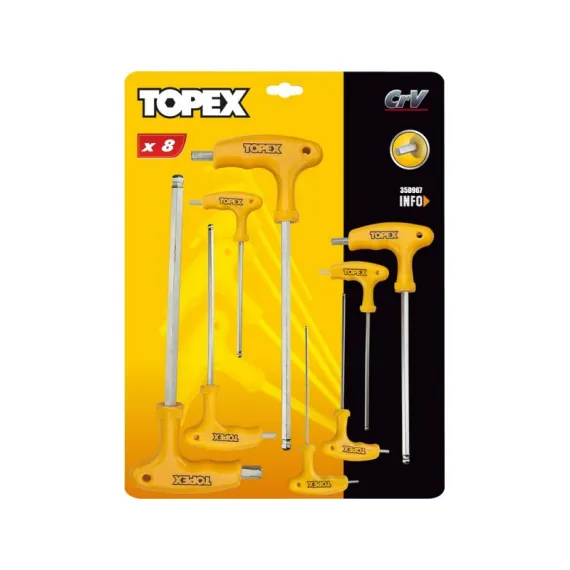 Imbuszkulcs készlet Topex 35d967 8r t- nyelű 2-10 mm