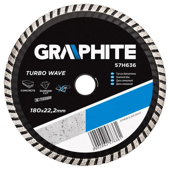 Gyémántvágó Graphite 57h636 180mm turbo hűtőb.