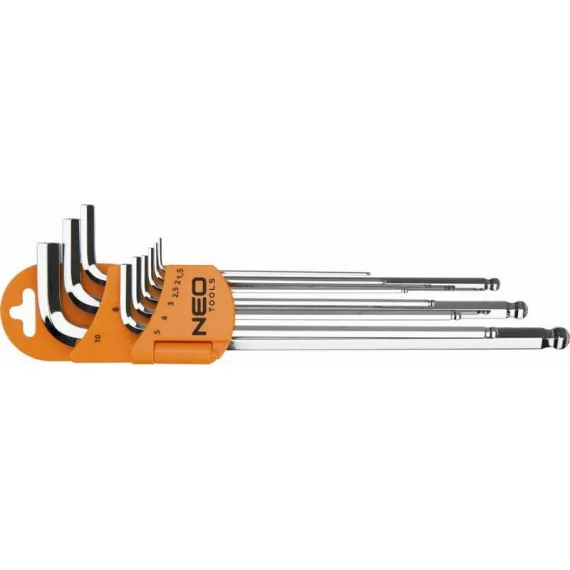 Imbuszkulcs készlet Neo 09-525 9 r 1,5-10 mm gömb.