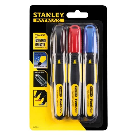 Jelölőfilc Stanley 047315 olaj és vízálló, 3 színű készlet /3 r