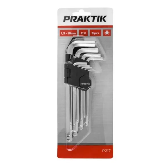 Imbuszkulcs készlet Praktik 9r 1,5-10 mm gömbölyű/ p217
